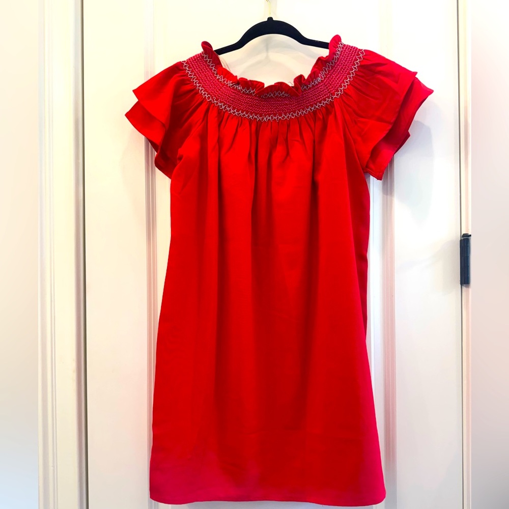 Red Ruffled Women’s Dress L - Picture 3 of 5